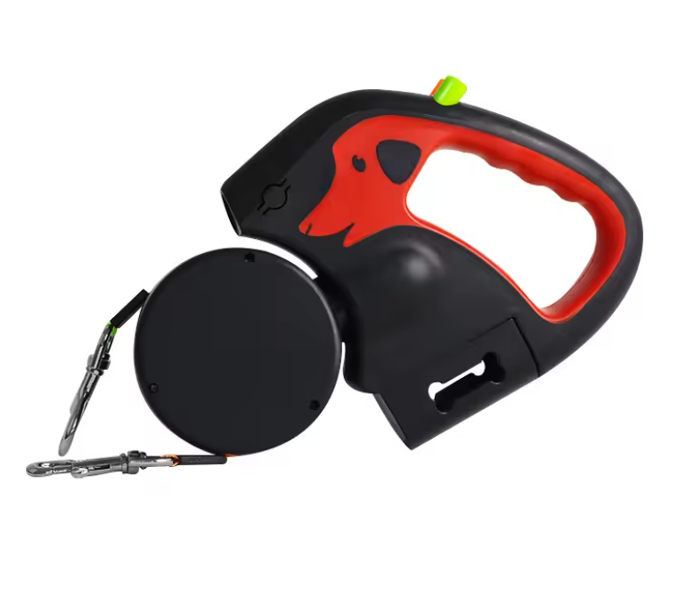 Zwijana Smycz 3m dla Małych Pupili – Podwójna, Obrotowa, Świecąca LED 360°