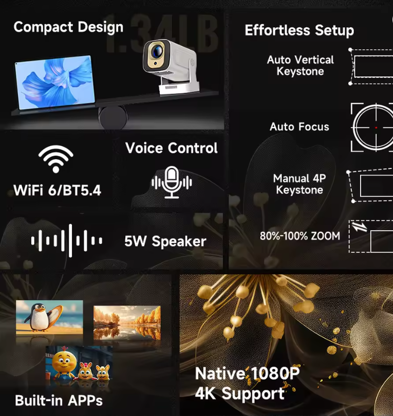 ShineSace Projektor 4K Ultra HD