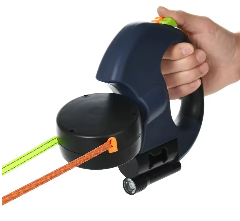 Zwijana Smycz 3m dla Małych Pupili – Podwójna, Obrotowa, Świecąca LED 360°