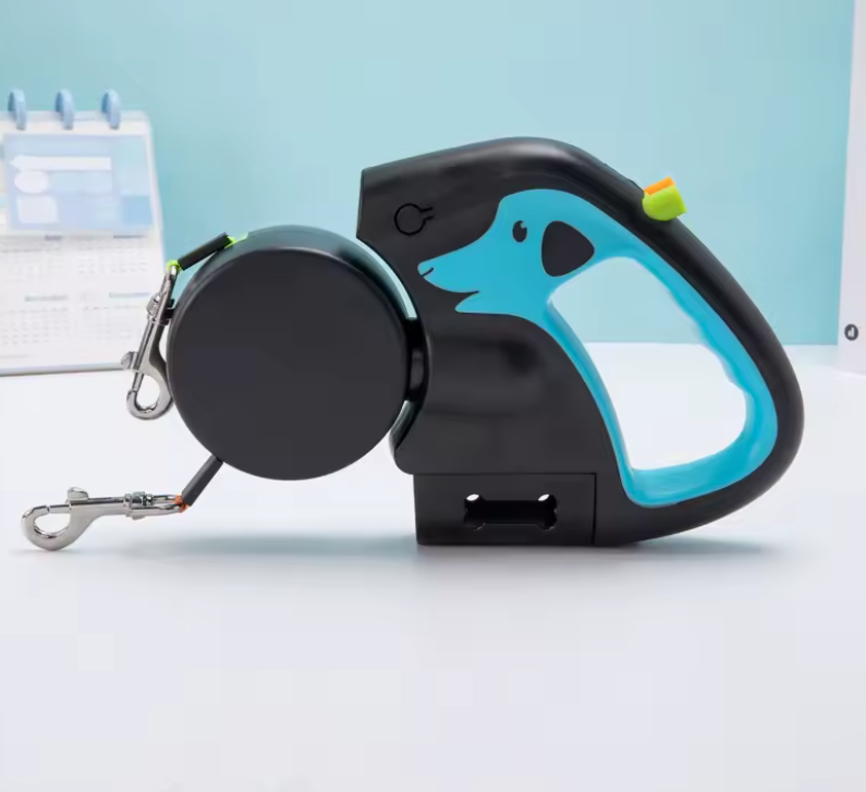 Zwijana Smycz 3m dla Małych Pupili – Podwójna, Obrotowa, Świecąca LED 360°