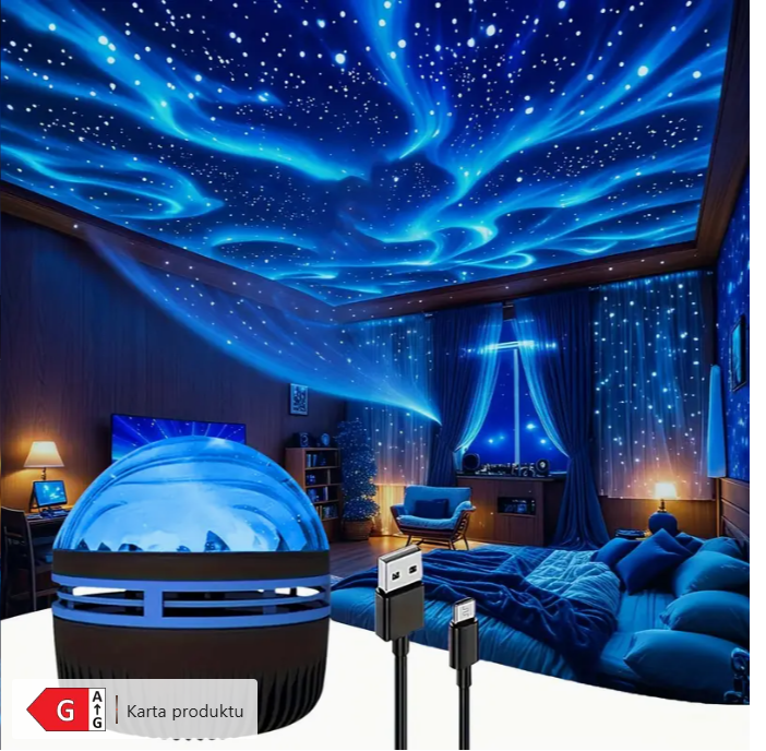 Projektor Galaktyczny ShineSpace YETHKE z Efektem Mgły – Nocne Światło LED USB | Idealny do Sypialni, Imprez i Dekoracji Wnętrz
