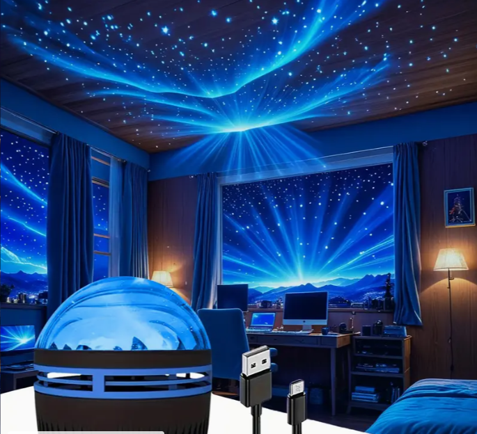 Projektor Galaktyczny ShineSpace YETHKE z Efektem Mgły – Nocne Światło LED USB | Idealny do Sypialni, Imprez i Dekoracji Wnętrz