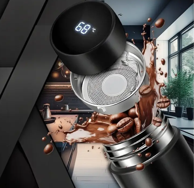 Kubek Termiczny LED 500 ml – Stylowy Termos na Kawę i Herbatę | Bidon z Wyświetlaczem Temperatury | Idealny Prezent dla Chłopaka