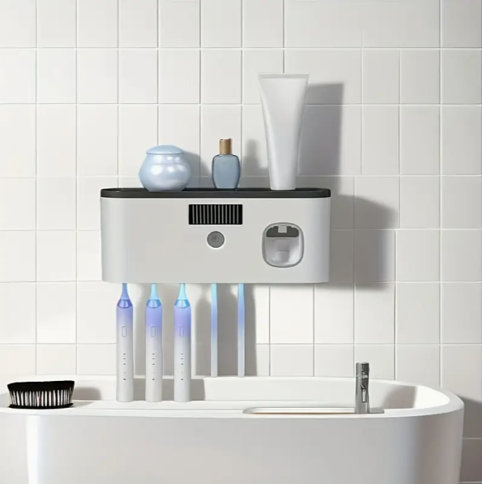 Inteligentny Uchwyt na Szczoteczki z Dozownikiem Pasty – 5-miejscowy Organizer Łazienkowy z USB i Nowoczesnym Designem