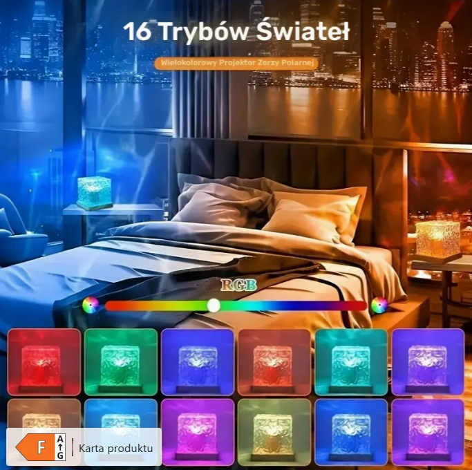 16-Kolorowa Lampa LED z Efektem Świateł Polarnych – Zdalne Sterowanie, Dotyk, USB – Magiczna Dekoracja do Sypialni i Salonu